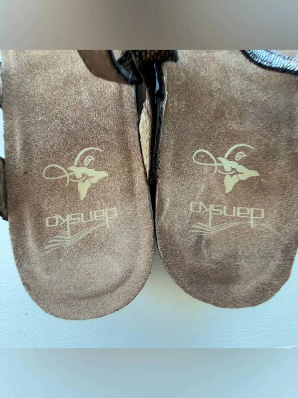 Dansko Black Metallic Strappy Sandals
